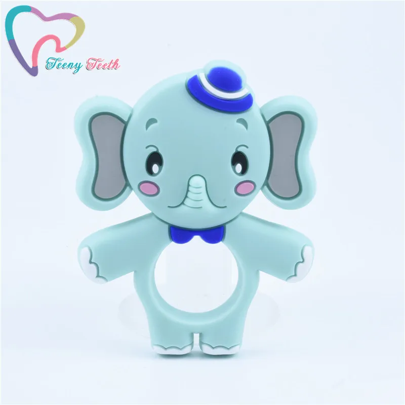 Mordedor de silicona de elefante de dibujos animados para beb&eacute;, colgante de dentici&oacute;n de lactancia sin BPA, regalo para ni&ntilde;os, 2 piezas-2