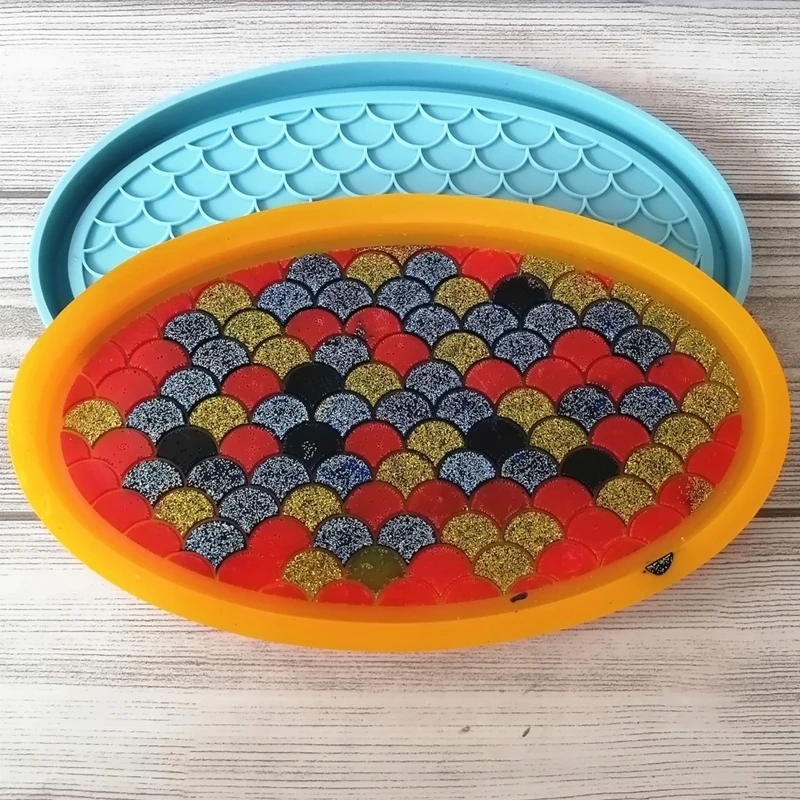

DIY Plate Tray Silicone Mould Crafts Making Tool Fish Scale Storage Box Epoxy Resin Mold