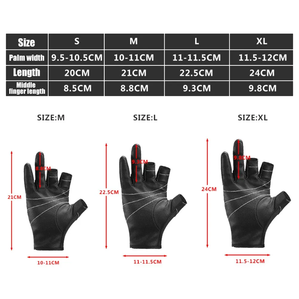 

3 Fingers Cut Fishing Gloves Anti-Slip Hunting Cycling Shooting Waterproof Sport Gloves Lined With Polar Fleece Fishing Apparel