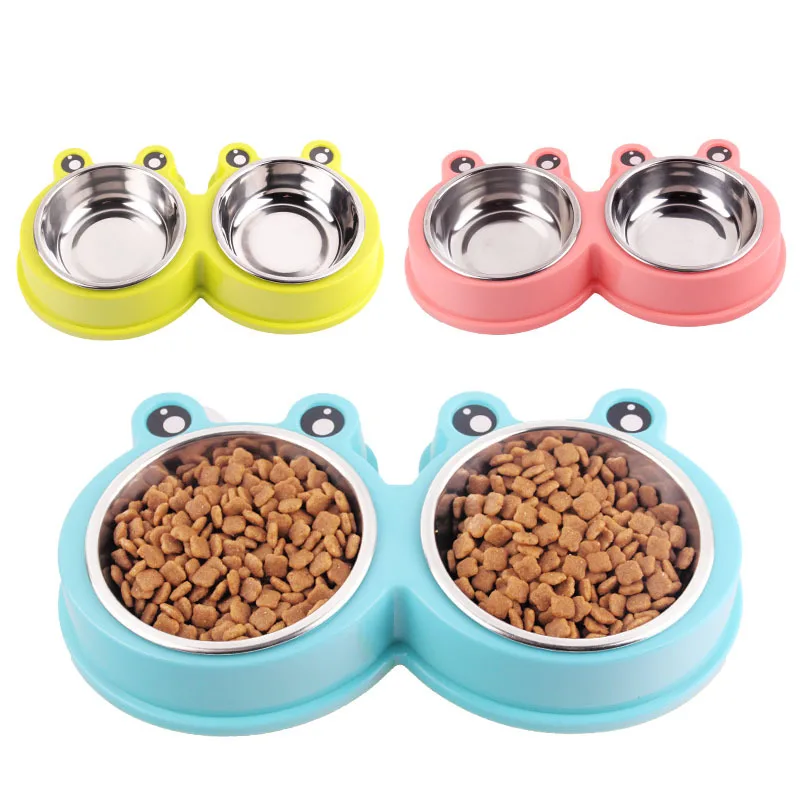 

Stainless Steel Pet Bowl Food Water Double Bowl Feeding Supplies Drinking Eating Feeder Dog Bowl Pet Bowl Accessories
