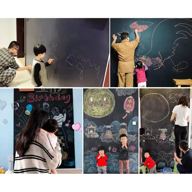 

Blackboard Stickers Removable Vinyl Draw 45x100cm Erasable Blackboard Learning Office Notice School Office Supplies