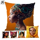 Чехол для подушки Africa Art Black Girl African Woman, с рисунком маслом, милый чехол для дивана, украшение, милый мультяшный льняной чехол для подушки