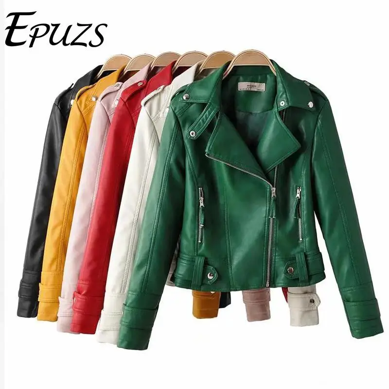 Модная женская куртка на молнии из искусственной замши черного и красного цвета