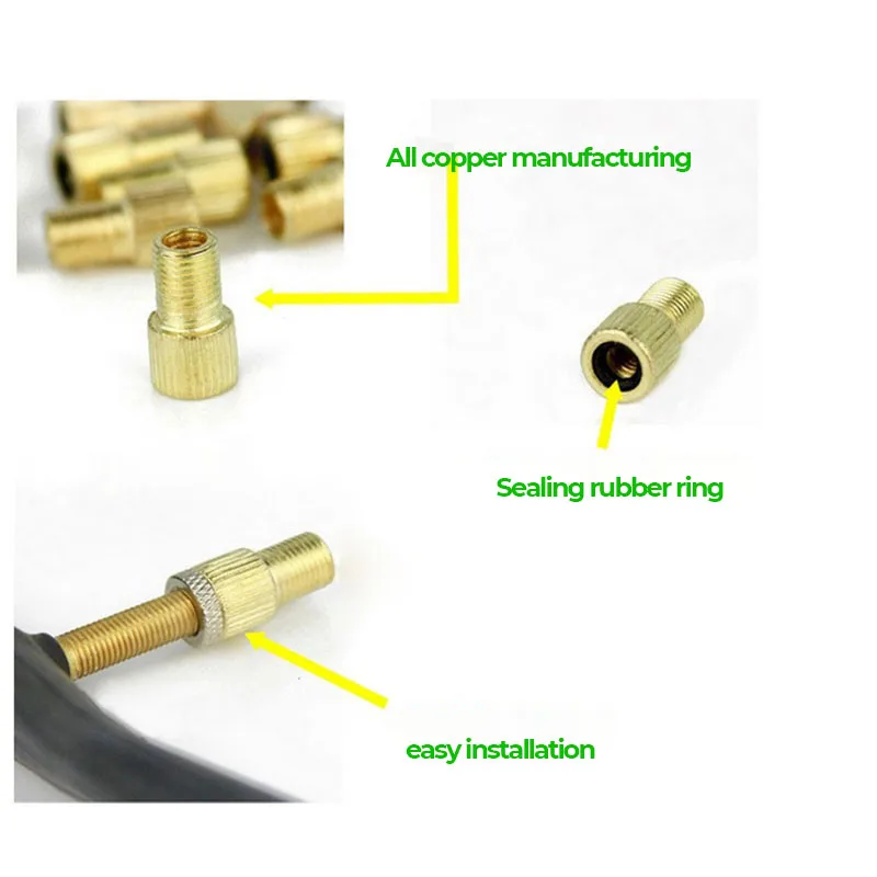 

5Pcs Valve Adapter Pump Copper Valve Adapter Wheel Air Nozzle Tool Bicycle Accessories
