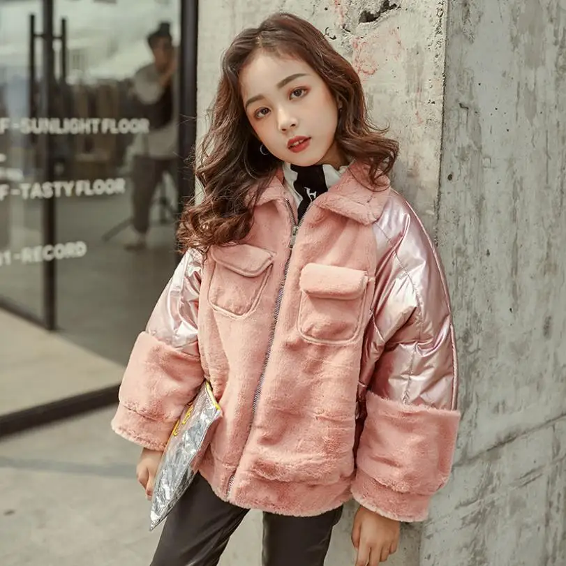 pink Шубы из искусственного кроличьего меха, детские толстые теплые куртки для девочек Детская верхняя одежда, парка Modis, детские куртки, пальто, Y2352 - Цвет: pink