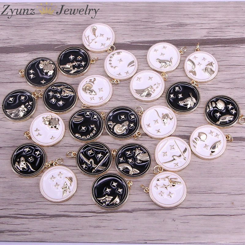 12 шт белый и черный цвет Зодиака Подвески аксессуары | Украшения