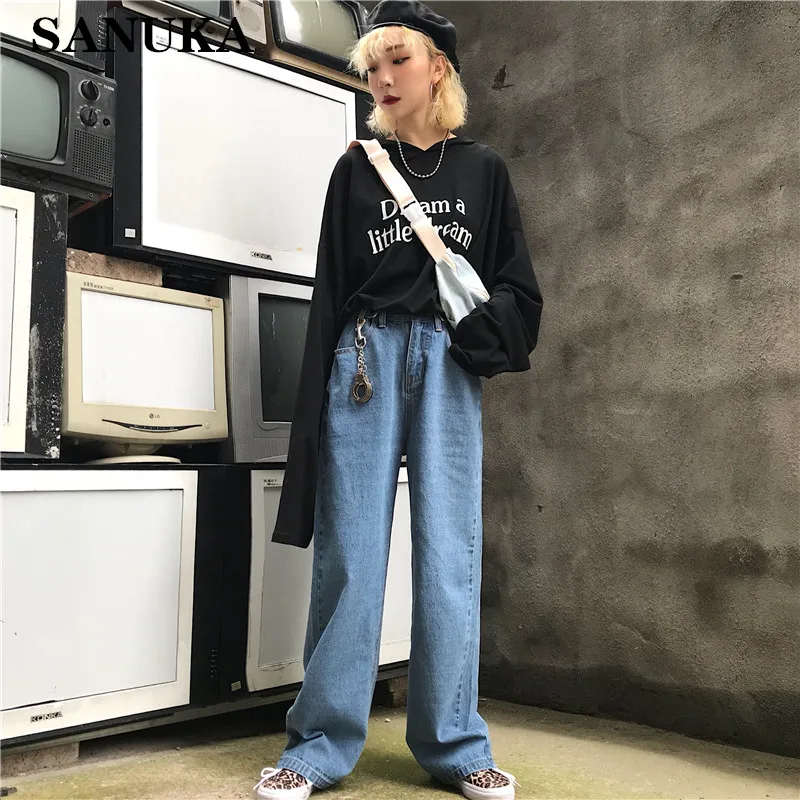 Джинсы в стиле ретро с высокой талией женские брюки султанки из денима Харадзюку