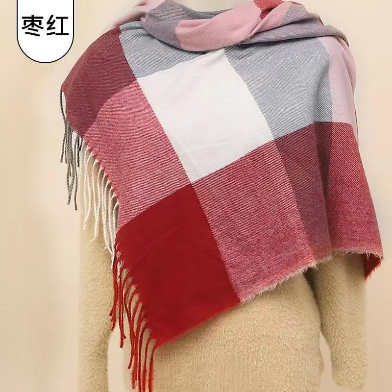 

Unisex Scarf Autumn And Winter Simple Ladies Plaid Scarf Shawl Thick Warm Long Imitation Cashmere Scarf 70*200CM