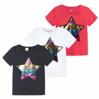 new kids clothing summer boys and girls star sequined cotton t shirt round neck short sleeve top