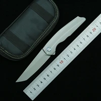 lemifshe rft folding knife m390 blade titanium alloy handle outdoor camping survival kitchen fruit edc gift tool knife