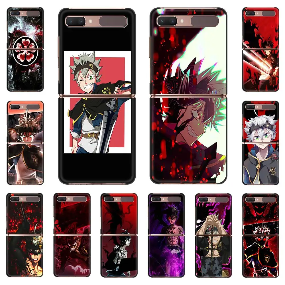 

Phone Case For Samsung Galaxy Z Flip Fold Hard PC Cover For Galaxy ZFlip 5G Mobile Bag Back Shell Black Clover Asta Hard Anime