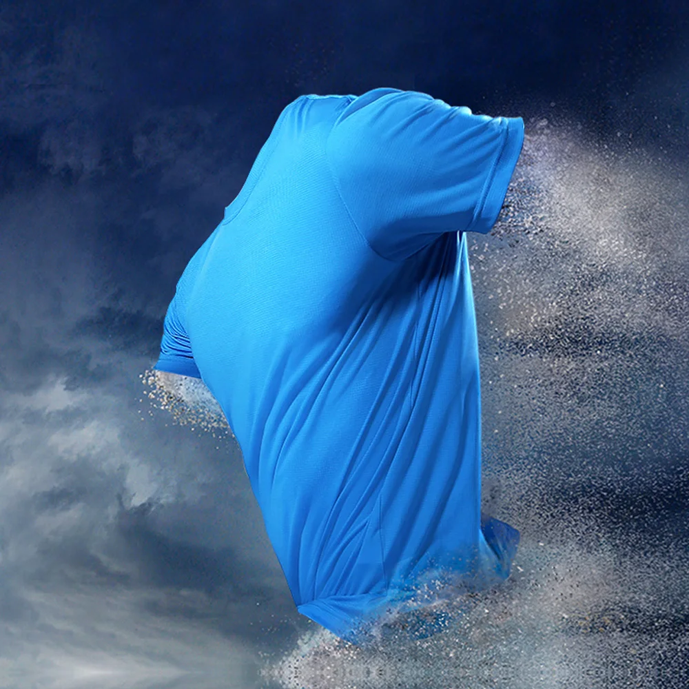 Новинка 2021 Однотонная футболка модная мужская из 100% полиэстера летняя с коротким