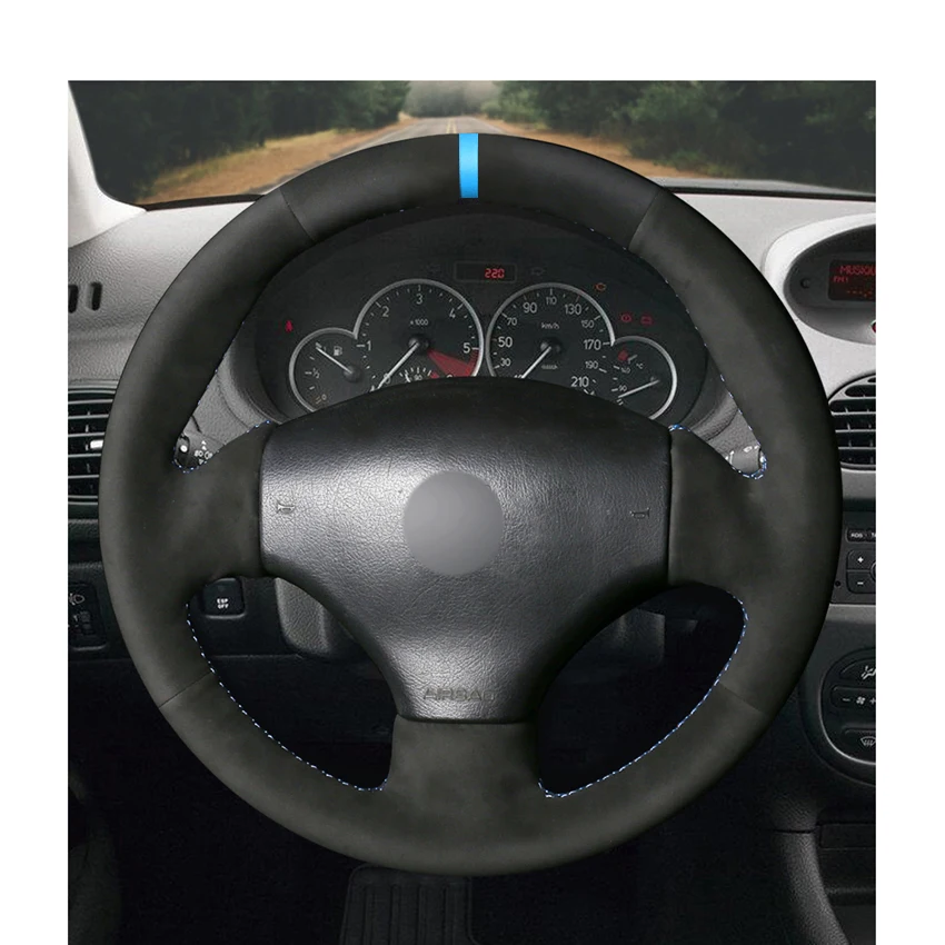 Сшитая вручную черная замшевая кожаная фотопленка для Peugeot 206 1998 2005 SW 2003 206|Чехлы