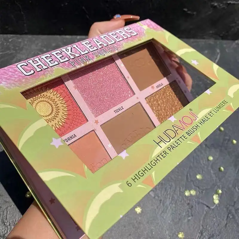 Хайлайтер для макияжа палитра бронзер лица пигментированная мерцающая пудра