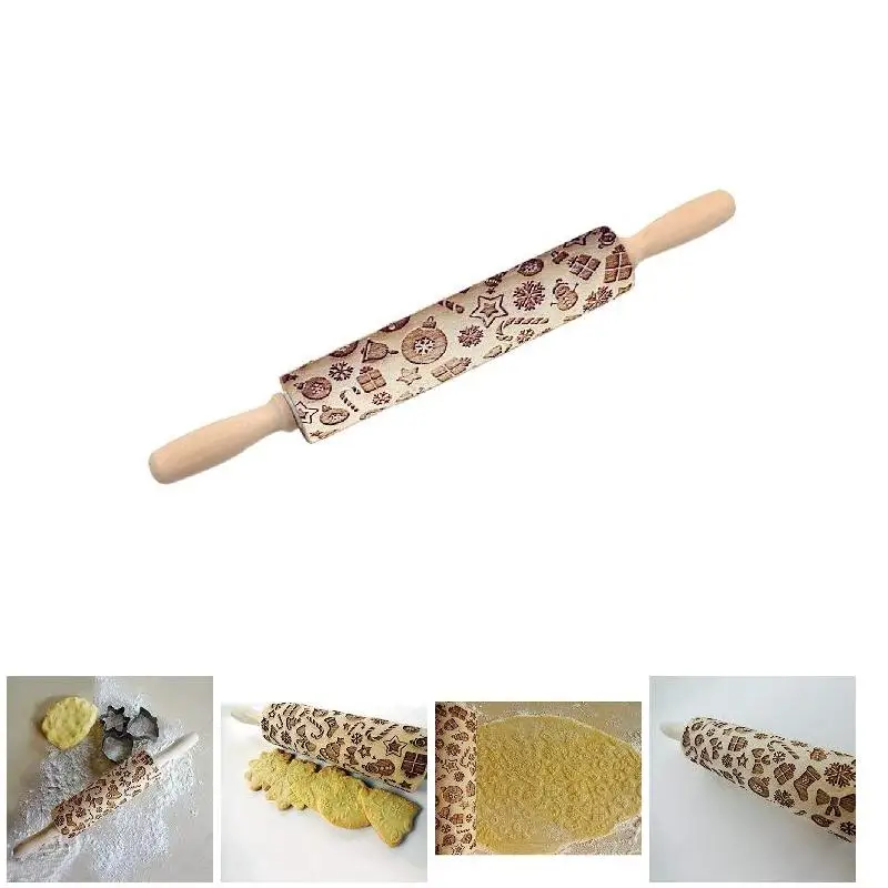 Рождественский подарок тиснение Скалка Для DIY кухни пряники сахарный тесто VE |