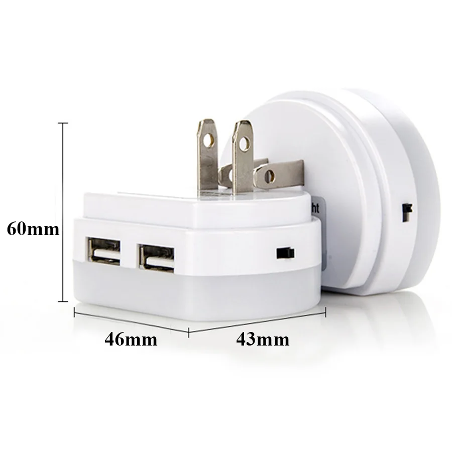 Thrisdar авто светильник Сенсор светодиодный Ночной с 2 Зарядка через usb Порты