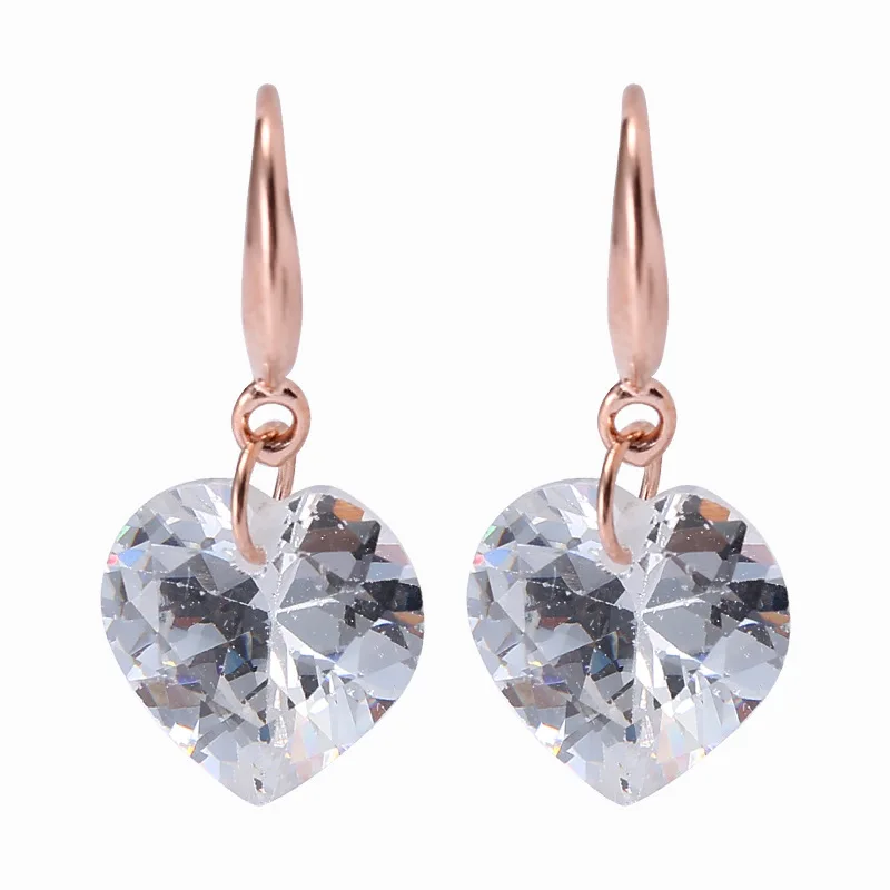 Manxiuni Fashion Women Jewelry Drop Earrings Big Cubic Zirconia Dangle Earrings Heart Gold Colored Long Earrings Brinco Grande images - 6