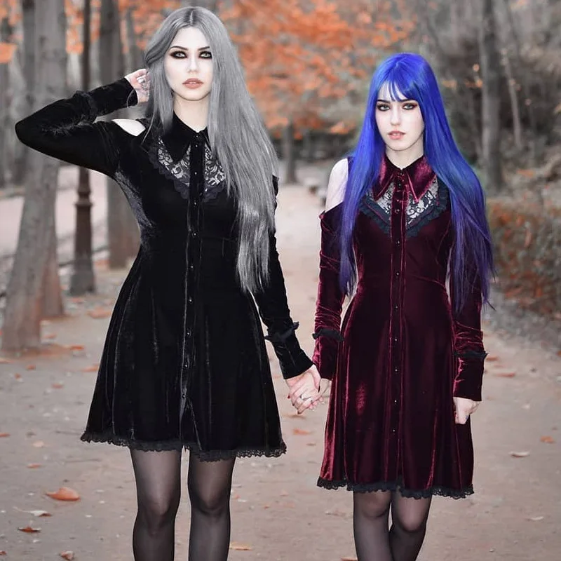 Костюм Dead Slient в готическом стиле темно-панк кружевное мини-платье на Хэллоуин