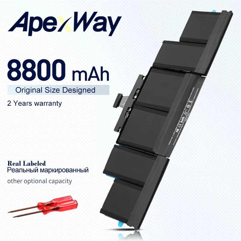 Аккумулятор ApexWay A1494 99Wh 11 26 в ME293 ME294 для ноутбука Apple Macbook Pro 15 &quotRetina A1398 (2013 г.-2014 г. mid)