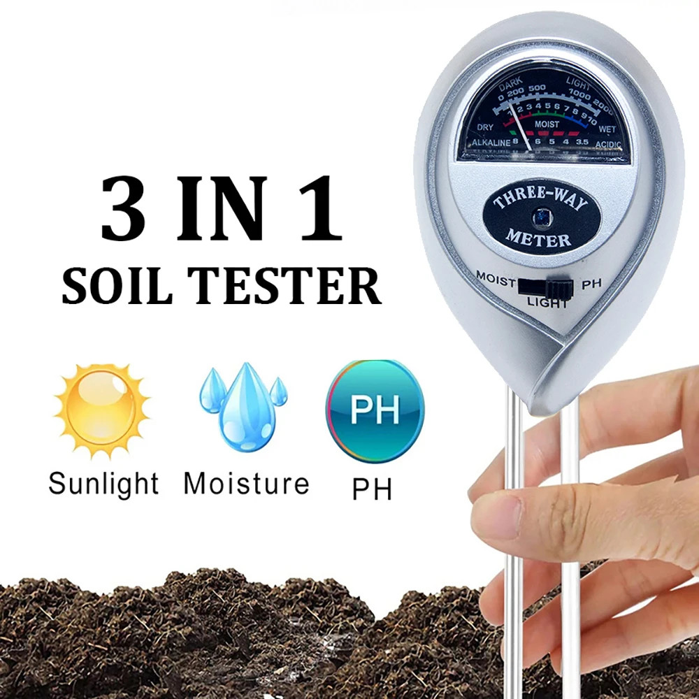 3 in 1 Soil PH Meter Sunlight Tester Plants Acidity Humidity Monitor Detector Garden Flowers Moisture Sensor | Инструменты