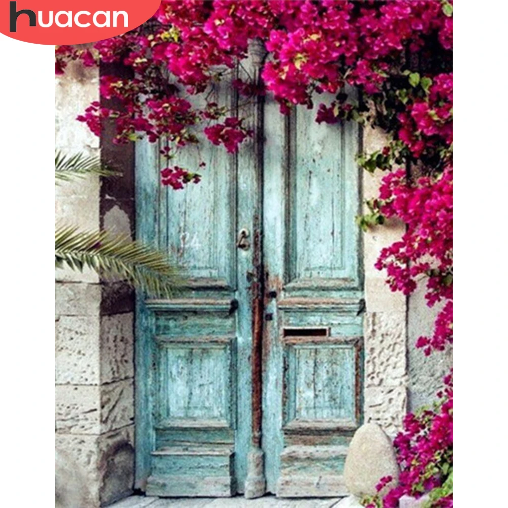 

HUACAN Painting By Number Flowers Door Drawing On Canvas DIY Pictures By Numbers Hand Painted Paintings Art Gift Home Decor