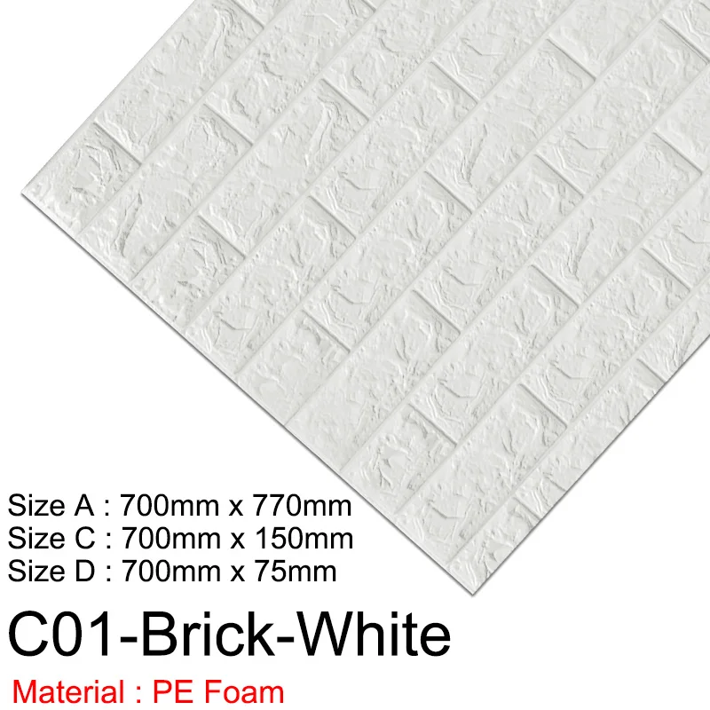 CO1-Brick-White 3D наклейки на стену самоклеящиеся водонепроницаемые DIY декоративные обои 3D для спальни детской комнаты 3D кирпичные наклейки на стену гостиная - Цвет: CO1-Brick-White