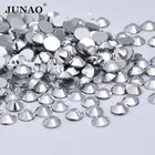 JUNAO SS 6 8 10 12 16 20 серебряные стеклянные стразы с плоской обратной стороной для дизайна ногтей, хрустальные стразы, не швейные камни для изготовления ювелирных изделий