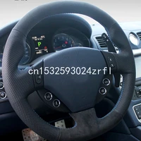 black leather suede diy car steering wheel cover for maserati levante quattroporte ghibli gt