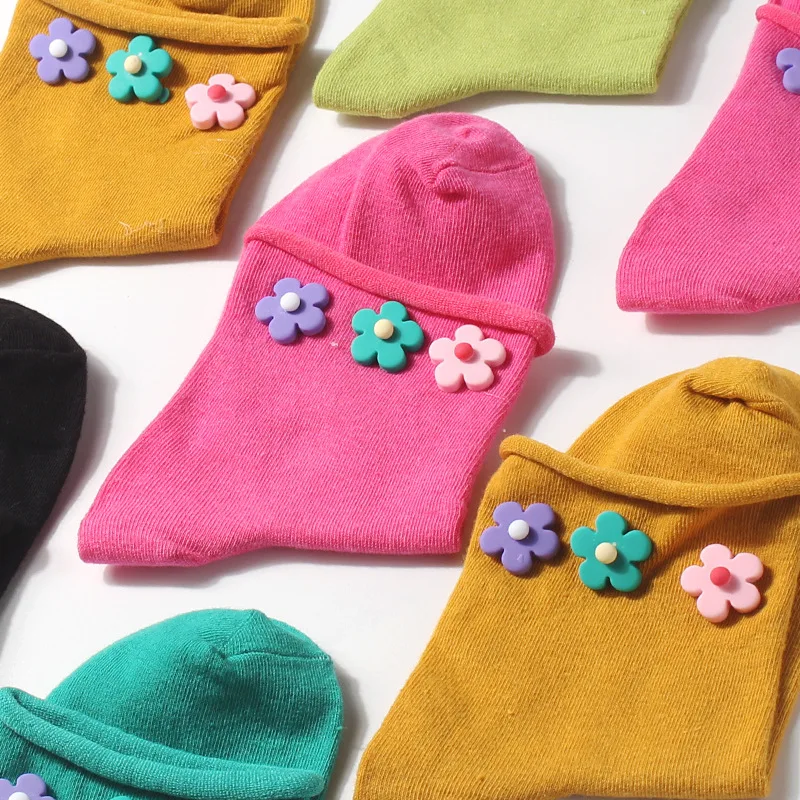 2019 новые женские Короткие хлопковые носки с милыми цветами нежные вязаные