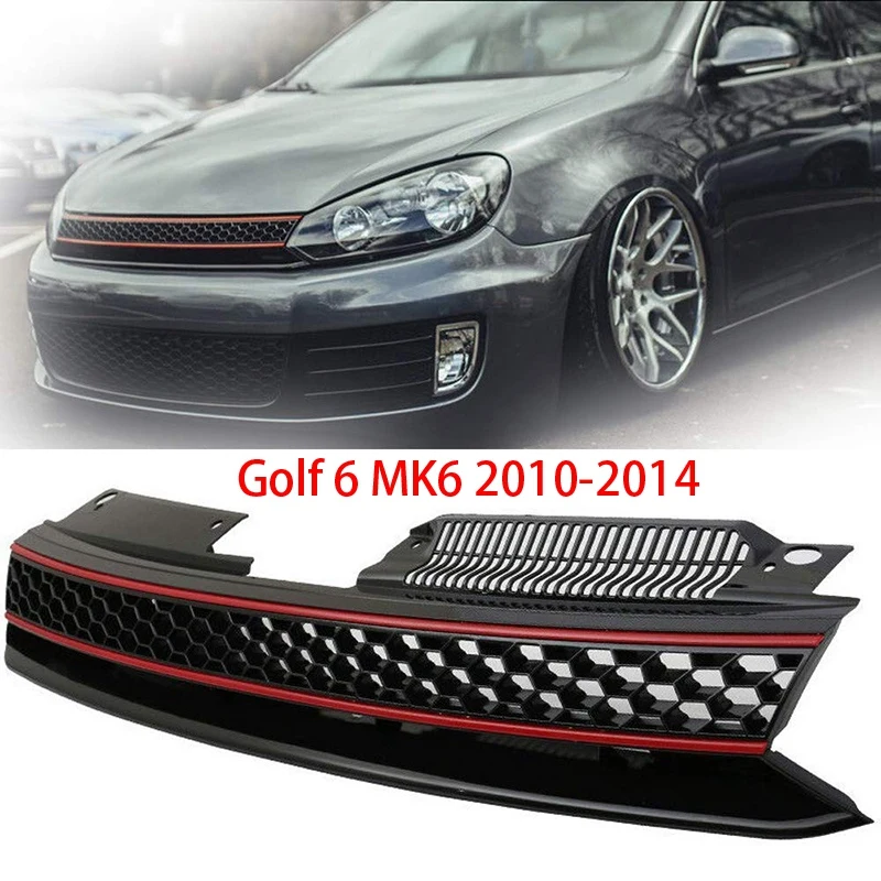 Решетка для мини-гольф 6 MK6 2010-2014 ABS Пластик черного и красного цветов с отделкой