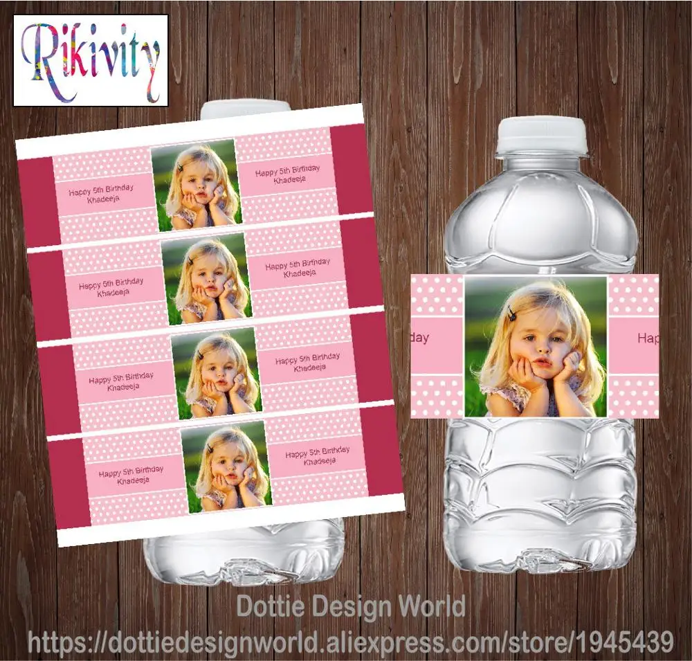 Rikivity Personalized Photo Picture Water Bottle Wine Labels Candy Bar Wrapper Stickers Baby Shower Birthday Party Decoration | Дом и сад