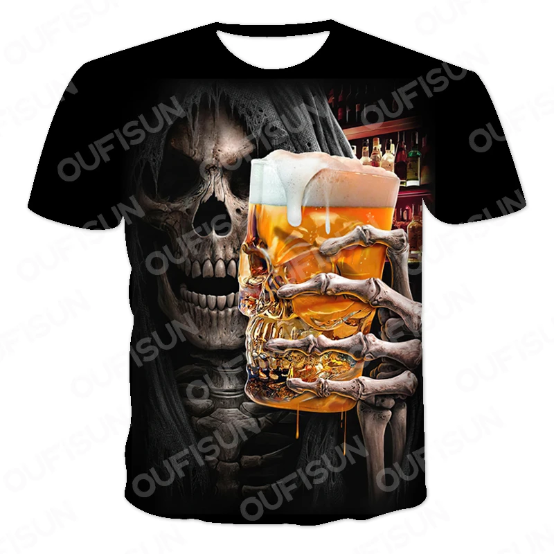 

Summer New Short-Sleeved Cool T-Shirt 3D Printing Men/Boy Skull Oversized T-Shirt Cool Breathable All-Match O-Necks Tops 110-6XL