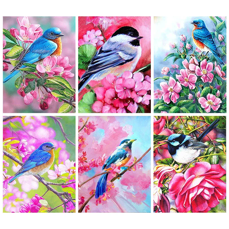 

Алмазная 5D картина «сделай сам» с птицами, полноразмерная, круглая, с бусинами, красочная мозаика с животными, вышивка крестиком, домашний д...