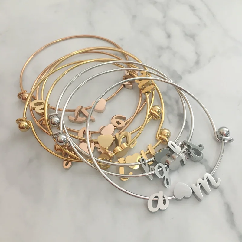 Браслеты из нержавеющей стали с 26 алфавитами и звездами | Украшения аксессуары