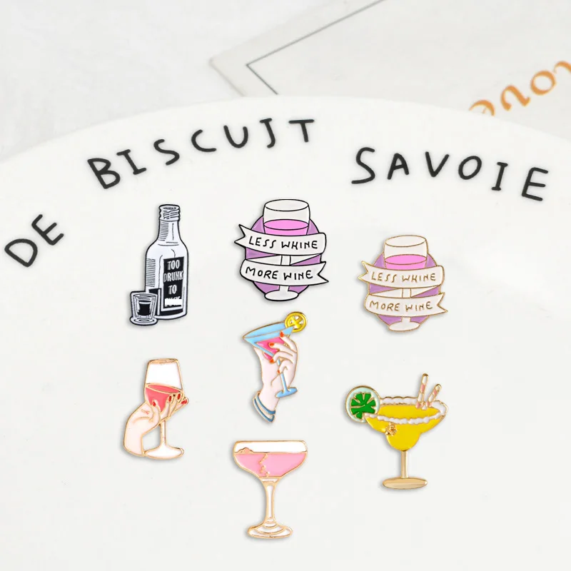 Серия вина и напитков джинсовые эмалированные булавки Наслаждайтесь жизнью