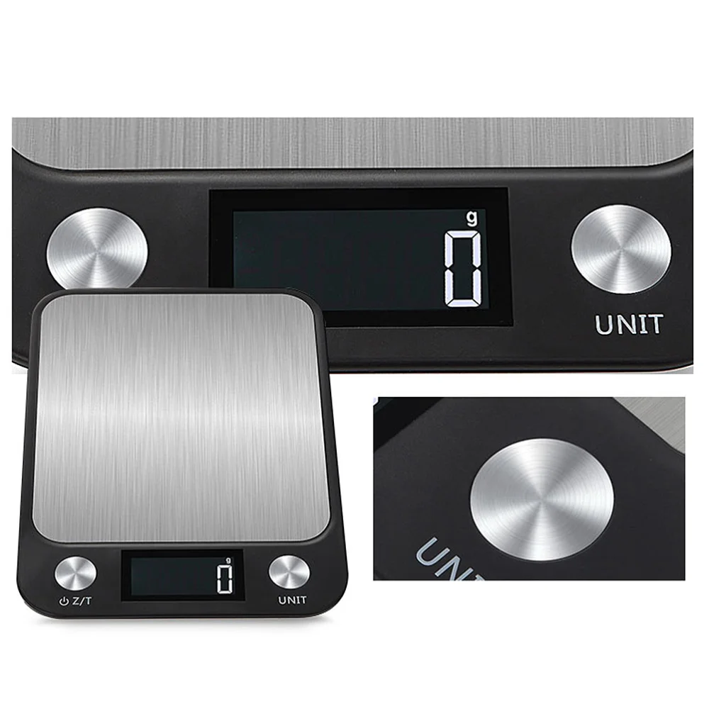 

1PC 5KG/1G Kitchen Scale Stainless Steel Accuracy LCD Display Digital Scale Measurement Tool Battery (Black)