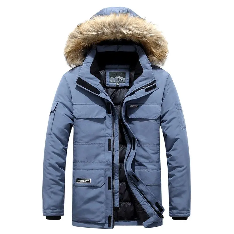 

Parkas male Winter Men Fur Hooded Parkas Casual Warm Thick Waterproof Jacket Coat Mens Cotton Multi-pocket Jackets Plus Size 6XL