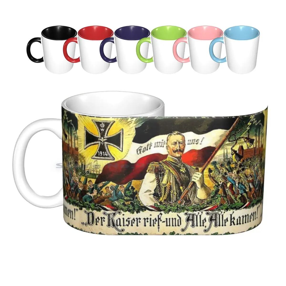 

Кайзер звонил, и все пришли. 1914 керамические кружки, кофейные чашки, Кружка для молока и чая, немецкая винтажная немецкая и кайзер Вильгельм, ...