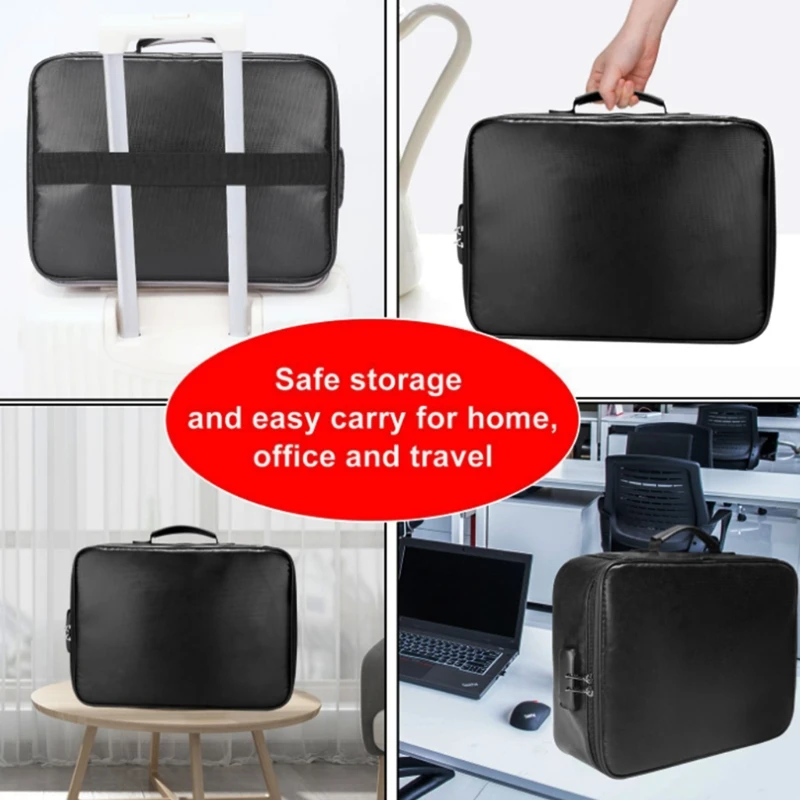 

File Organizer Bags Fireproof Document Bag with Password Lock Filing Storage