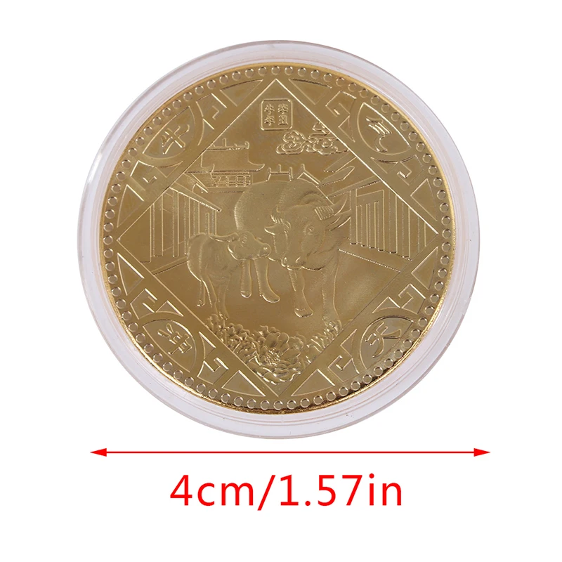 

2021 Year of Ox Lucky Coin Gossip Fengshui Coins Chinese Zodiac Antique Crafts Collection Gift 1Pc