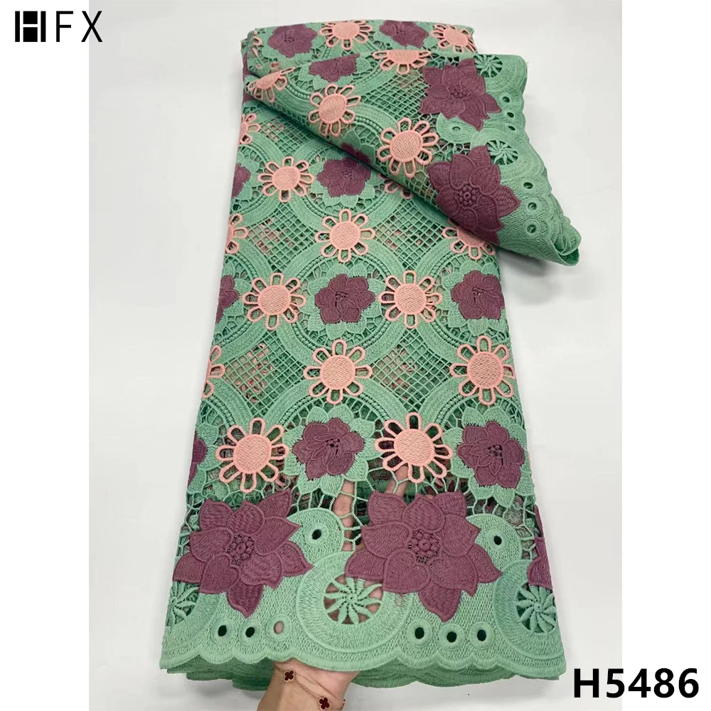 

HFX 2021 новейшие нигерийские кружевные ткани модные африканские гипюровые кружева хлопчатобумажные швейцарские ткани с вышивкой для свадьбы...