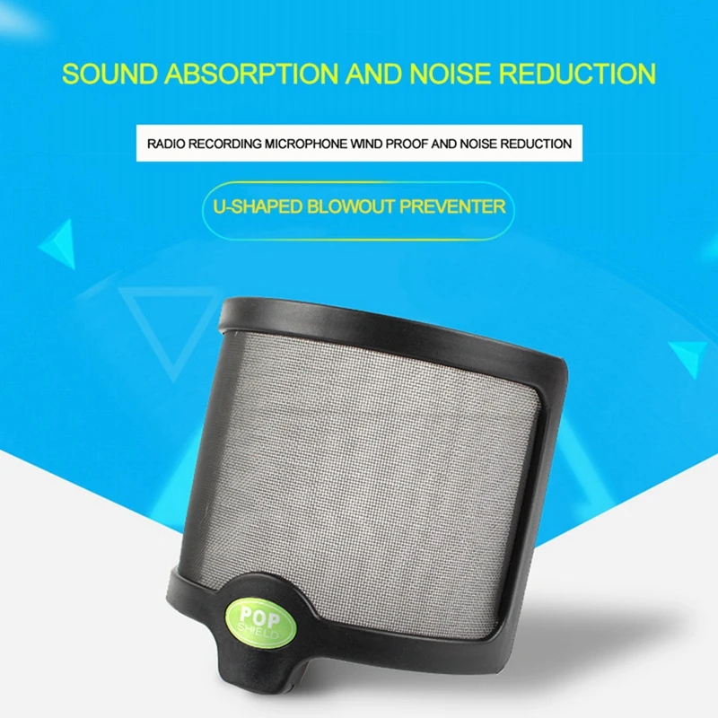 

Microphone Prevention Net Double-Layer Studio Microphone -Up Filter Windshield Cover U-Shaped Blowout Prevention Net