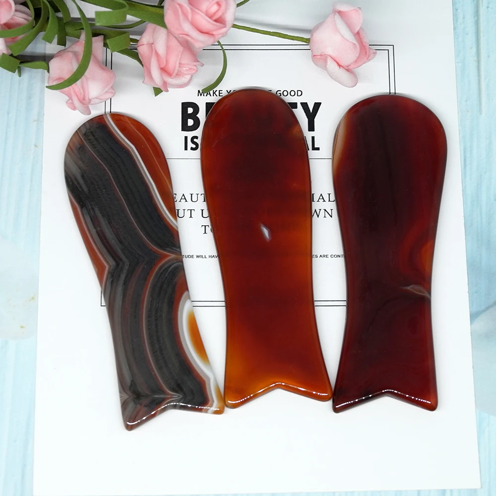 Роликовый массажер для лица с красным агатом похудения инструмент лифтинга