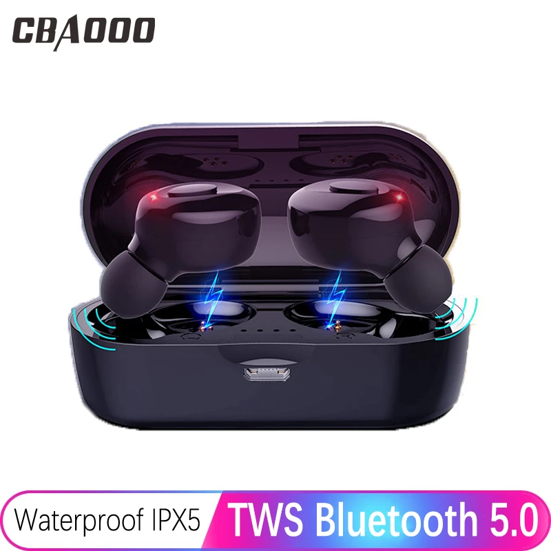 CBAOOO TWS Bluetooth 5,0 беспроводная гарнитура IPX6 водонепроницаемая Спортивная стерео Беспроводная гарнитура с затычки в уши для микрофона