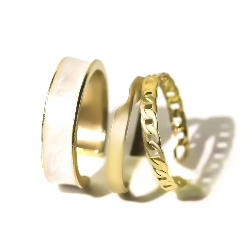 

[FVFV]2021 Tide suit female fashion personality modern contracted wind speak adjustable three-piece golden ring