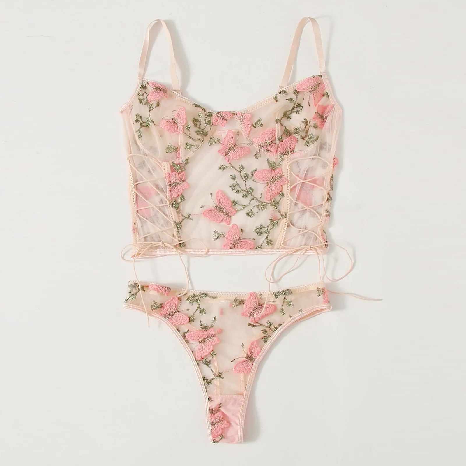 

Porno Lenceria Sensual Mujer Sexy Lingerie Set Flowers Embroidery Erotic Underwear Transparent Lace Sexy Costumes Women Bra Set