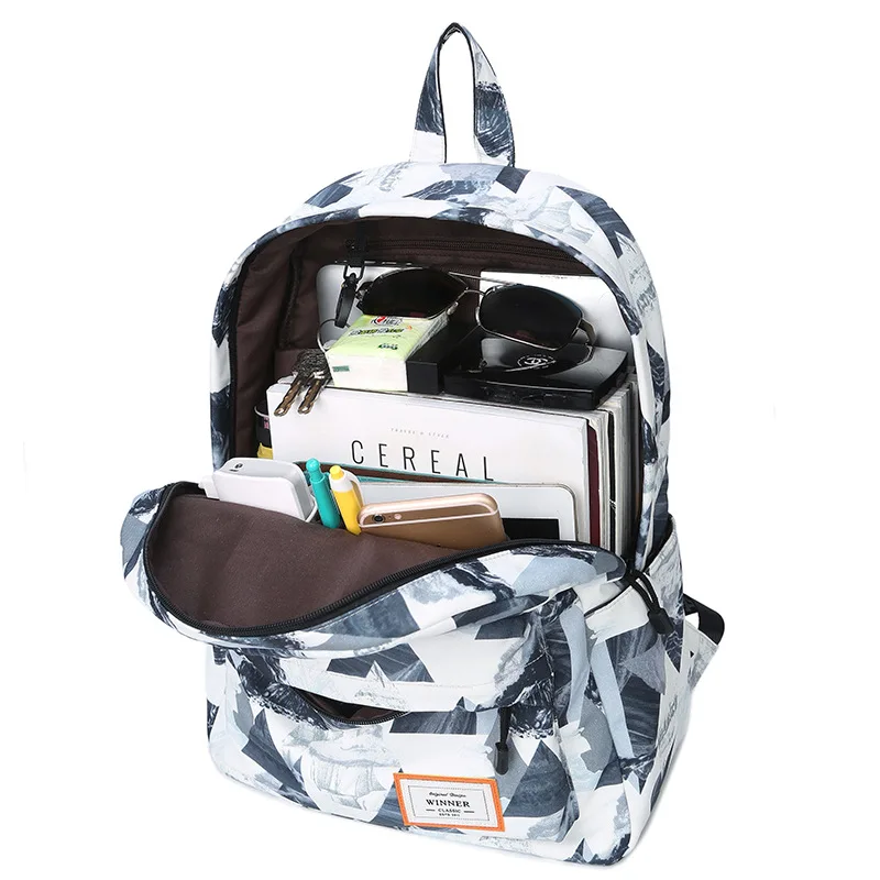 

atinfor Waterproof Preppy Style Backpack Women Landscape Pattern Ink Printing Travel School Bag for Teenage Girls Bookbag