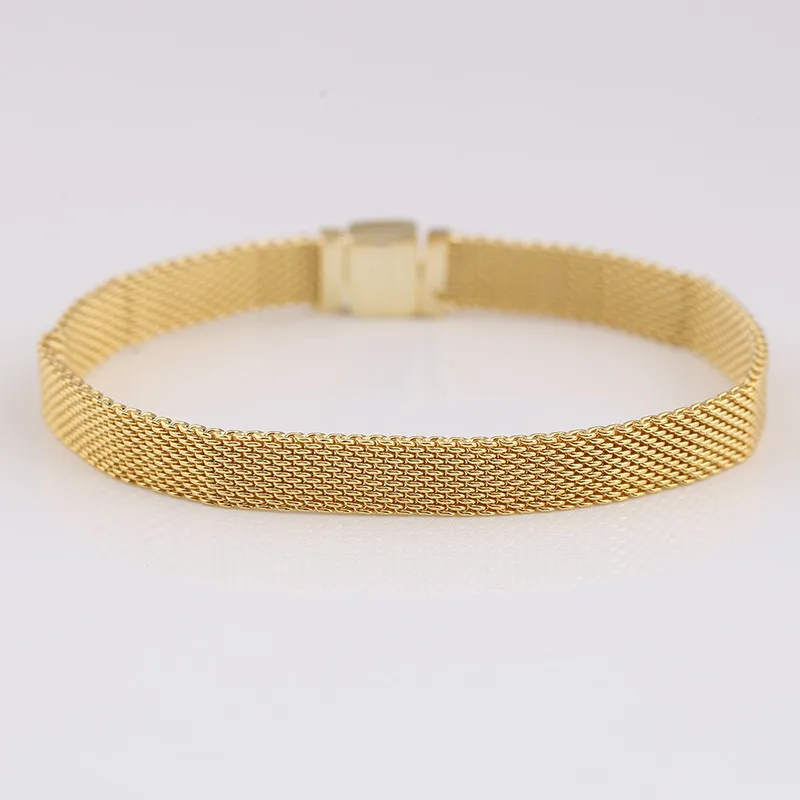 Новый браслет из стерлингового серебра 925 пробы с золотым плетением для