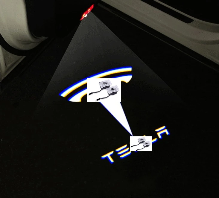 

2pcs for Tesla Model S 3 X Y Led The latest upgrade Non-fade Car Door Welcome Light logo Projector Laser lamp Ghost Shadow light