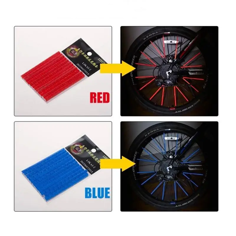 

Bike Bicycle Light 12Pcs Mountain Bike Riding Wheel Rim Spoke Mount Tube Warning Strip Reflector Cycling Light